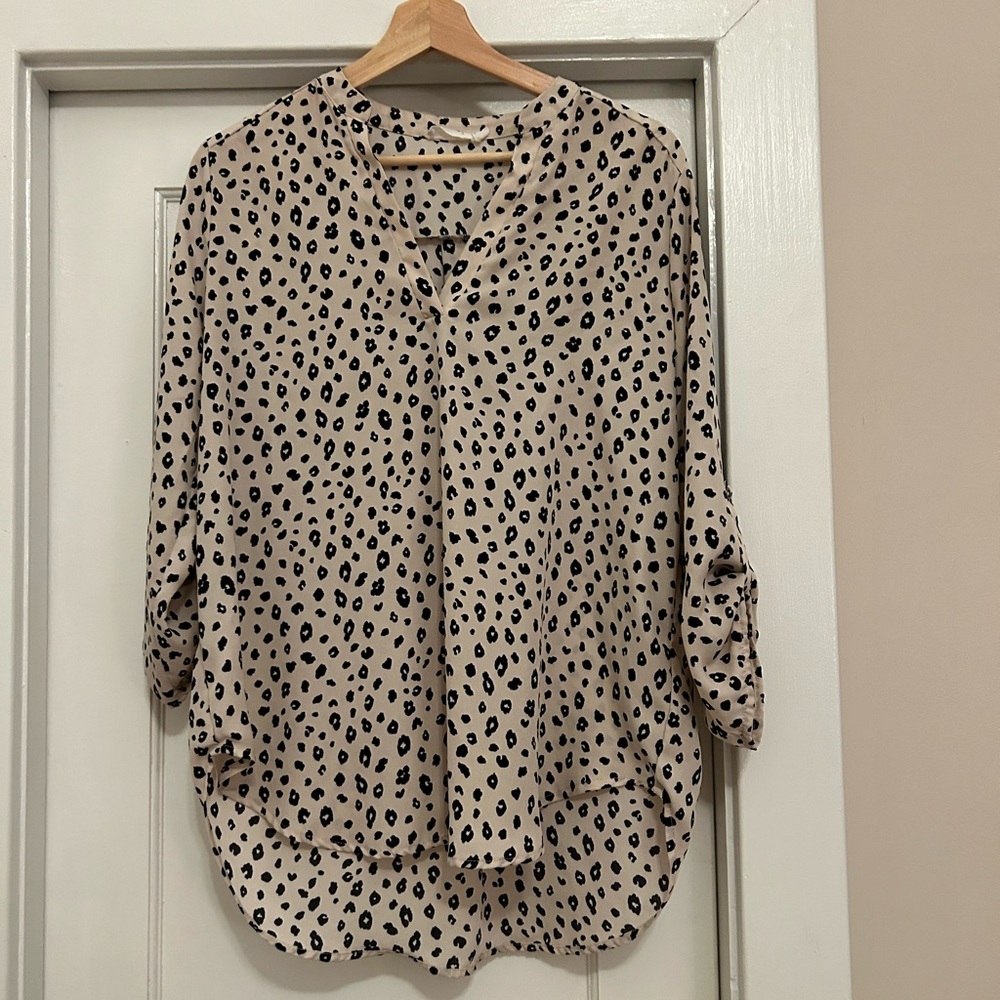 Cheetah Print Flowy Blouse Black and White